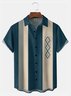 Big Size Moisture-wicking Geomatric Chest Pocket Bowling Shirt