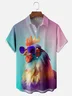 Moisture-wicking Gradient Color Chicken On Vacation Chest Pocket Casual Shirt