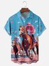 Tall Size Moisture-wicking Kentucky Derby Race Day Horse Chest Pocket Casual Shirt