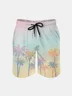 Men's Swim Trunks Hawaiian Tropical Palm Tree Beach Shorts with Pockets