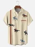 Moisture-wicking Horse Racing Fun Art Chest Pocket Bowling Shirt