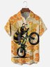 Moisture-wicking Bee Hive Motorcycle Chest Pocket Casual Shirt