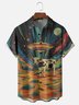 Moisture-wicking Cow Unidentified Flying Object Universe Chest Pocket Casual Shirt