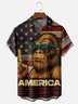 Moisture-wicking Independence Day Bigfoot American Flag Chest Pocket Casual Shirt