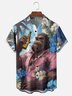 Tall Size Moisture-wicking Tropical Chimpanzees Chest Pocket Hawaiian Shirt