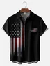 Big Size Moisture-wicking American Flag Chest Pocket Bowling Shirt