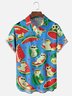 Moisture-wicking Watermelon Cat Chest Pocket Hawaiian Shirt