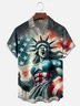 Moisture Wicking American Flag Statue of Liberty Chest Pocket Hawaiian Shirt