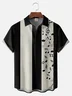 Big Size Moisture-wicking Music Note Chest Pocket Bowling Shirt