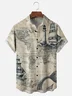 Tall Size Moisture-wicking Ocean Map Sailboat Lighthouse Chest Pocket Casual Shirt