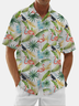 Moisture Wicking Tropical Plants Flamingo Toucan Chest Pocket Hawaiian Shirt