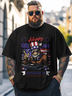 Big Size Men's 4th of July Bigfoot Flag Loose T-shirt