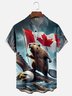 Moisture Wicking Canada Groundhog Beaver Maple Leaf Chest Pocket  Hawaiian Shirt