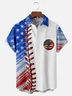 Moisture-wicking Baseball American Flag Chest Pocket Casual Shirt