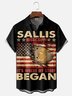 Moisture-Wicking Sallis Mississippi IT's Where My Story Began American Flag Chest Pocket Hawaiian Shirt
