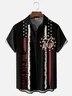 Moisture Wicking 1776 Independence Day American Flag Chest Pocket Bowling Shirt