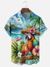 Moisture Wicking Cocktail Parrot Beach Coconut Tree Chest Pocket Hawaiian Shirt