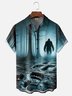 Moisture-wicking Forest Bigfoot Footprints Chest Pocket Hawaiian Shirt