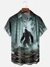 Moisture-wicking Forest Bigfoot Horror Chest Pocket Hawaiian Shirt