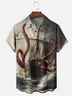 Moisture-wicking Octopus Cthulhu Pirate Chest Pocket Hawaiian Shirt