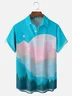 Hardaddy x Stephen Wade Moisture Wicking Color Block Geometric Landscape Chest Pocket Hawaiian Shirt