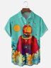 Hardaddy x Stephen Wade Moisture Wicking Astronaut Tropical Plants Chest Pocket Hawaiian Shirt
