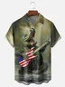 Moisture Wicking American Flag Guitar Alligator Chest Pocket Hawaiian Shirt