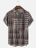 Moisture-wicking Geometric Stripes Chest Pocket Casual Shirt