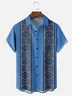 Moisture Wicking Stripes Geometric Chest Pocket Hawaiian Shirt