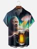Moisture Wicking Fun UFO Bigfoot Beer Chest Pocket Hawaiian Shirt