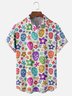 Moisture-wicking Mexican Skull Floral Chest Pocket Casual Shirt