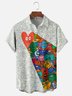 Moisture-wicking Heart Cartoon Chest Pocket Casual Shirt