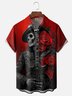 Moisture-wicking Music Rock Roll Skull Guitar Chest Pocket Casual Shirt
