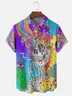 Moisture-wicking Art Pop Music Hippie Skull Chest Pocket Casual Shirt