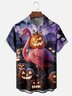 Moisture-wicking Halloween Flamingo Pumpkin Chest Pocket Casual Shirt