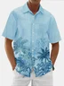 Moisture Wicking Coconut Tree Botanical Chest Pocket Hawaiian Shirt