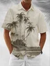 Moisture Wicking Coconut Tree Botanical Chest Pocket Hawaiian Shirt