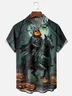 Moisture-Wicking Halloween Pumpkin Knight Chest Pocket Hawaiian Shirt