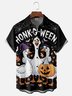 Moisture-Wicking Fun Halloween Goose Pumpkin Bat Chest Pocket Hawaiian Shirt