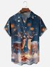 Moisture-wicking Christmas Reindeer Chest Pocket Casual Shirt