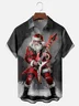 Moisture-wicking Christmas Santa Claus Rock Music Guitar Chest Pocket Casual Shirt