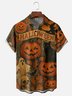 Moisture-wicking Halloween Pumpkin Cat Ghost Chest Pocket Casual Shirt