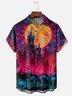 Moisture-wicking Halloween Castle Skeleton Chest Pocket Casual Shirt