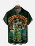 Moisture-wicking Halloween Ghost Surfing Coconut Tree Chest Pocket Casual Shirt