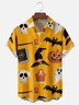 Moisture-Wicking Halloween Hat Pumpkin Skull Chest Pocket Hawaiian Shirt