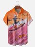 Moisture-Wicking Halloween Pumpkin Skull Surf Chest Pocket Hawaiian Shirt
