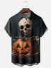 Moisture-wicking Halloween Pumpkin Skull Funny Chest Pocket Casual Shirt