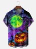 Moisture-wicking Halloween Pumpkin Graveyard Fun Chest Pocket Casual Shirt