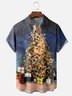 Moisture-wicking Christmas Tree Art Light Strip Chest Pocket Casual Shirt