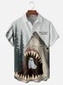 Moisture-wicking Halloween Ghost Shark Chest Pocket Casual Shirt